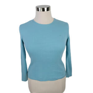 Lauren Ralph Lauren Womens Scoop Neck Light Blue T Shirt Blouse PM Vintage